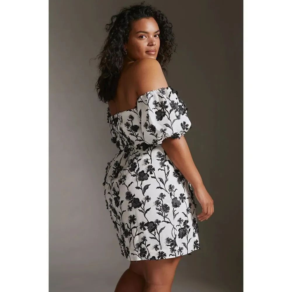 Anthropologie - Sabrina Puff-Sleeve Applique Mini Dress size 12